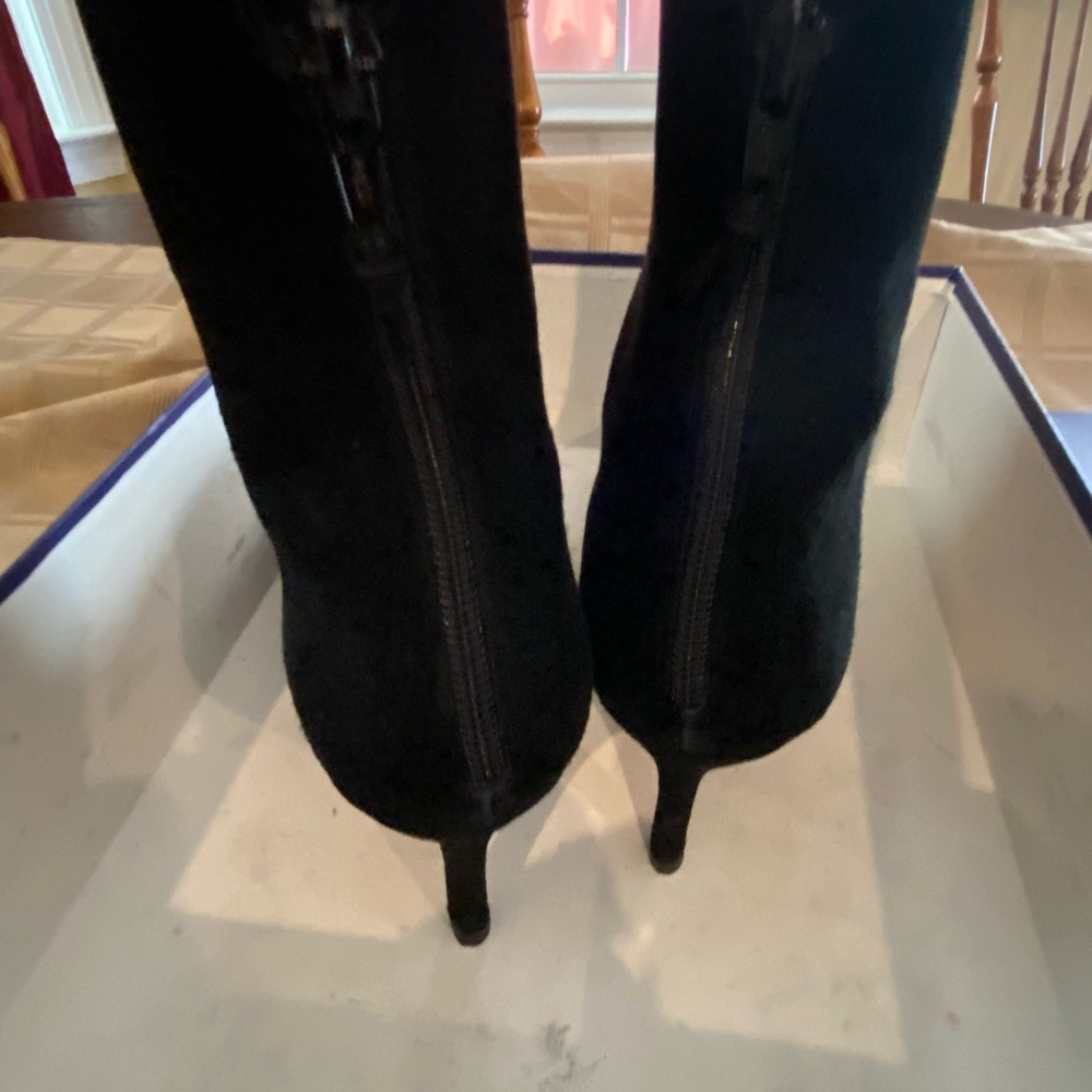 Stuart Weitzman black suede heeled bootie